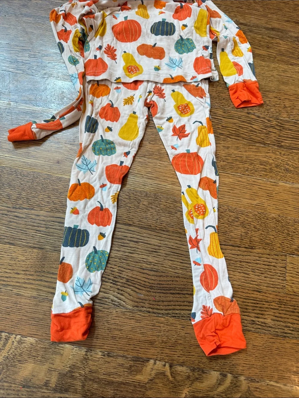 Little Sleepies White Pumpkin & Gourd Pajama Set with Orange Trim